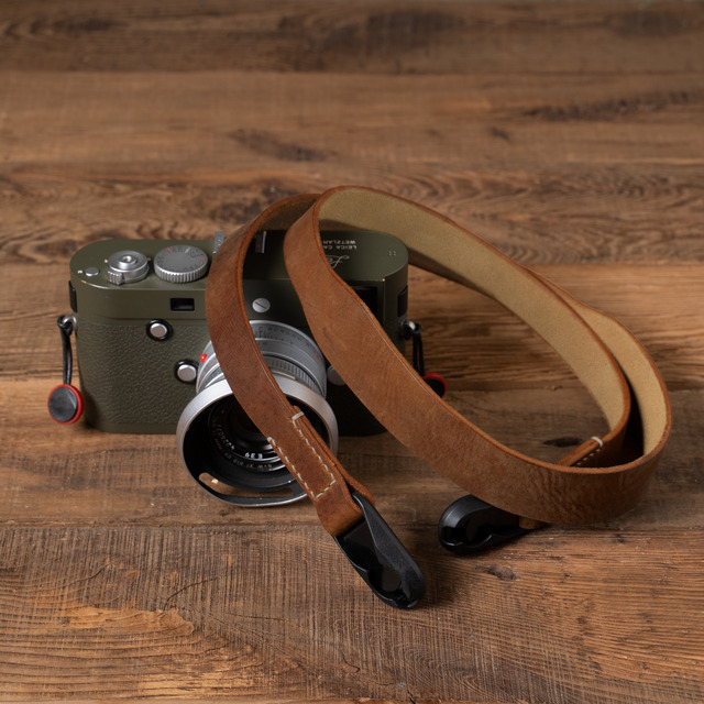 Full Leather Camera Neck Strap 006 Tapered (Peak Design Anchor Link)